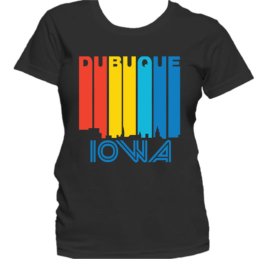 Retro 1970's Style Dubuque Iowa Skyline Women's T-Shirt