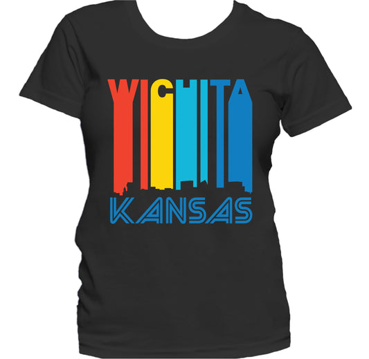 Retro 1970's Style Wichita Kansas Skyline Women's T-Shirt
