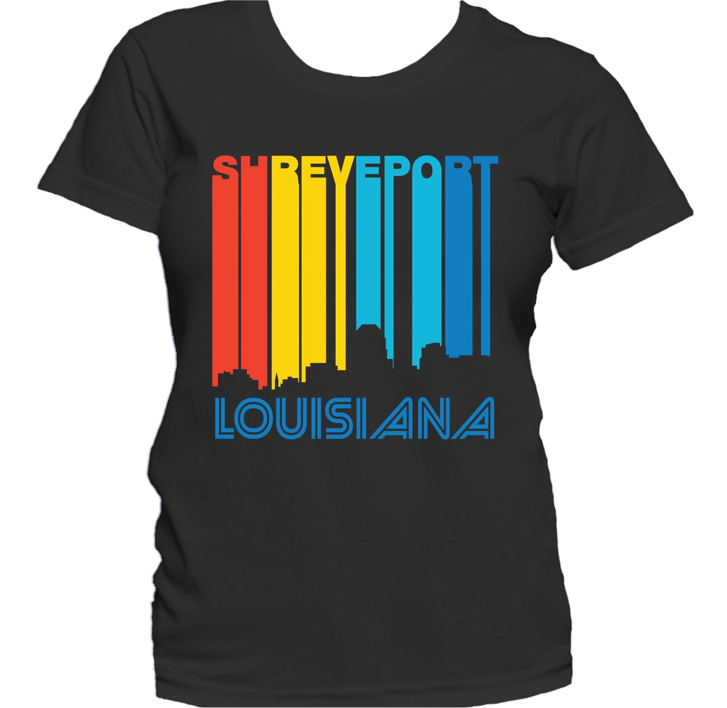 Retro 1970's Style Shreveport Louisiana Skyline Women's T-Shirt
