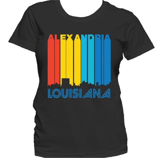 Retro 1970's Style Alexandria Louisiana Skyline Women's T-Shirt