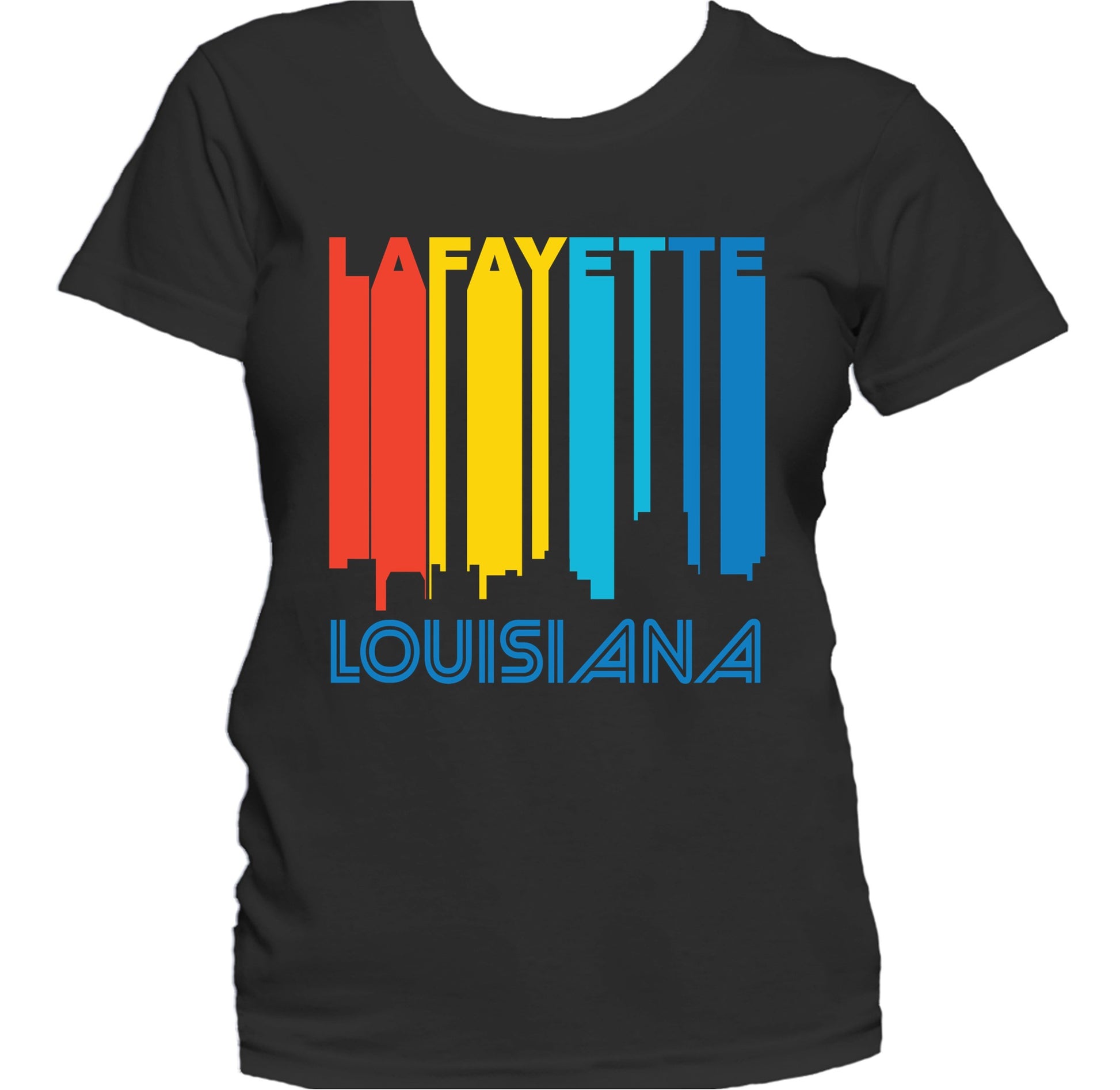 Retro 1970's Style Lafayette Louisiana Skyline Women's T-Shirt
