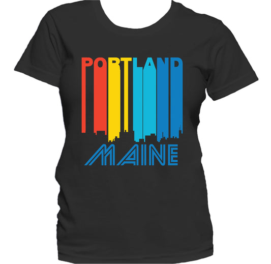 Retro 1970's Style Portland Maine Skyline Women's T-Shirt