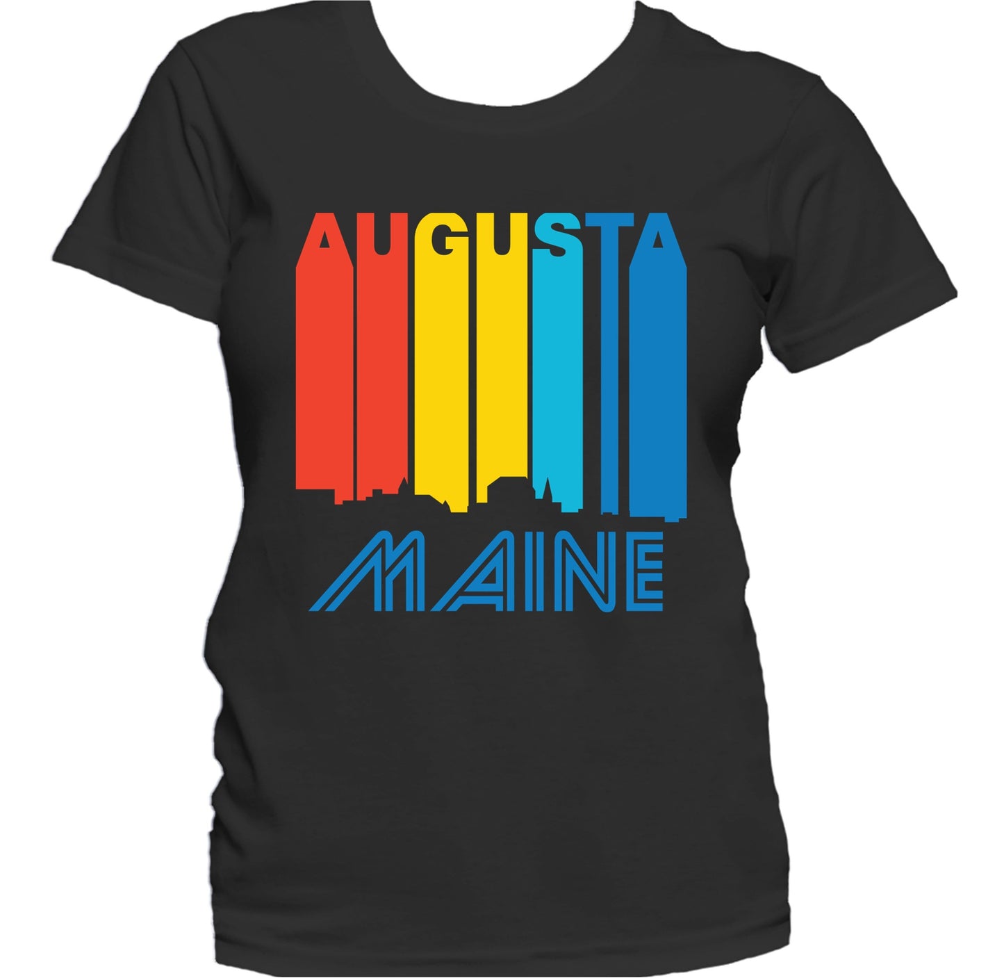 Retro 1970's Style Augusta Maine Skyline Women's T-Shirt