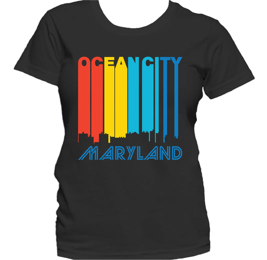 Retro 1970's Style Ocean City Maryland Skyline Women's T-Shirt