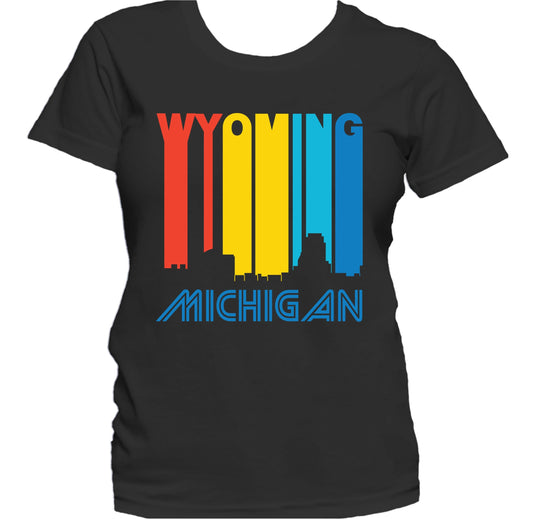 Retro 1970's Style Wyoming Michigan Skyline Women's T-Shirt