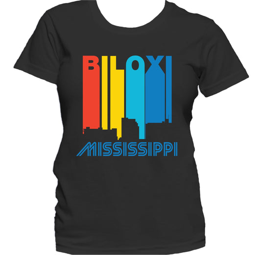 Retro 1970's Style Biloxi Mississippi Skyline Women's T-Shirt