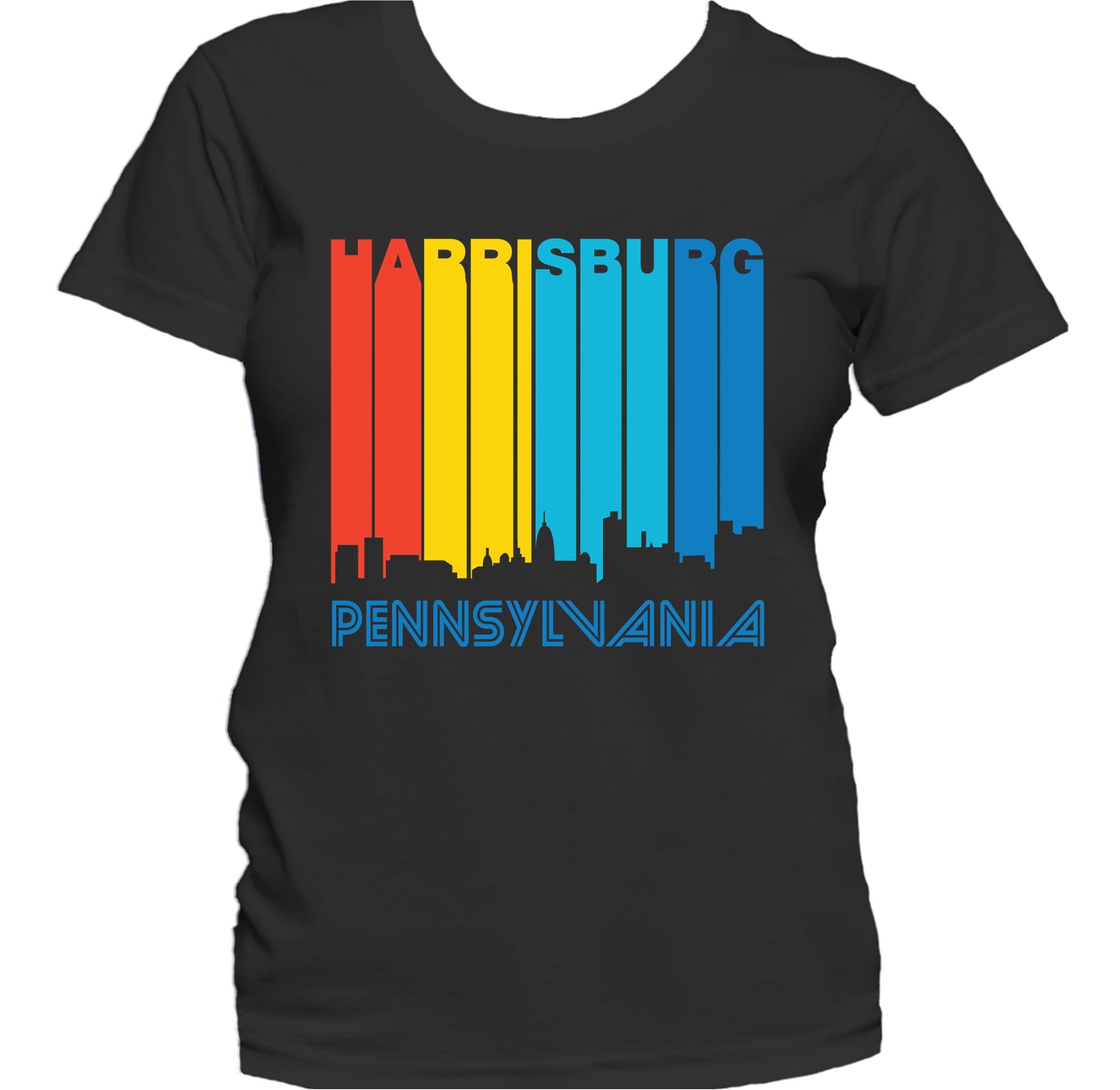 Retro 1970's Style Harrisburg Pennsylvania Skyline Women's T-Shirt