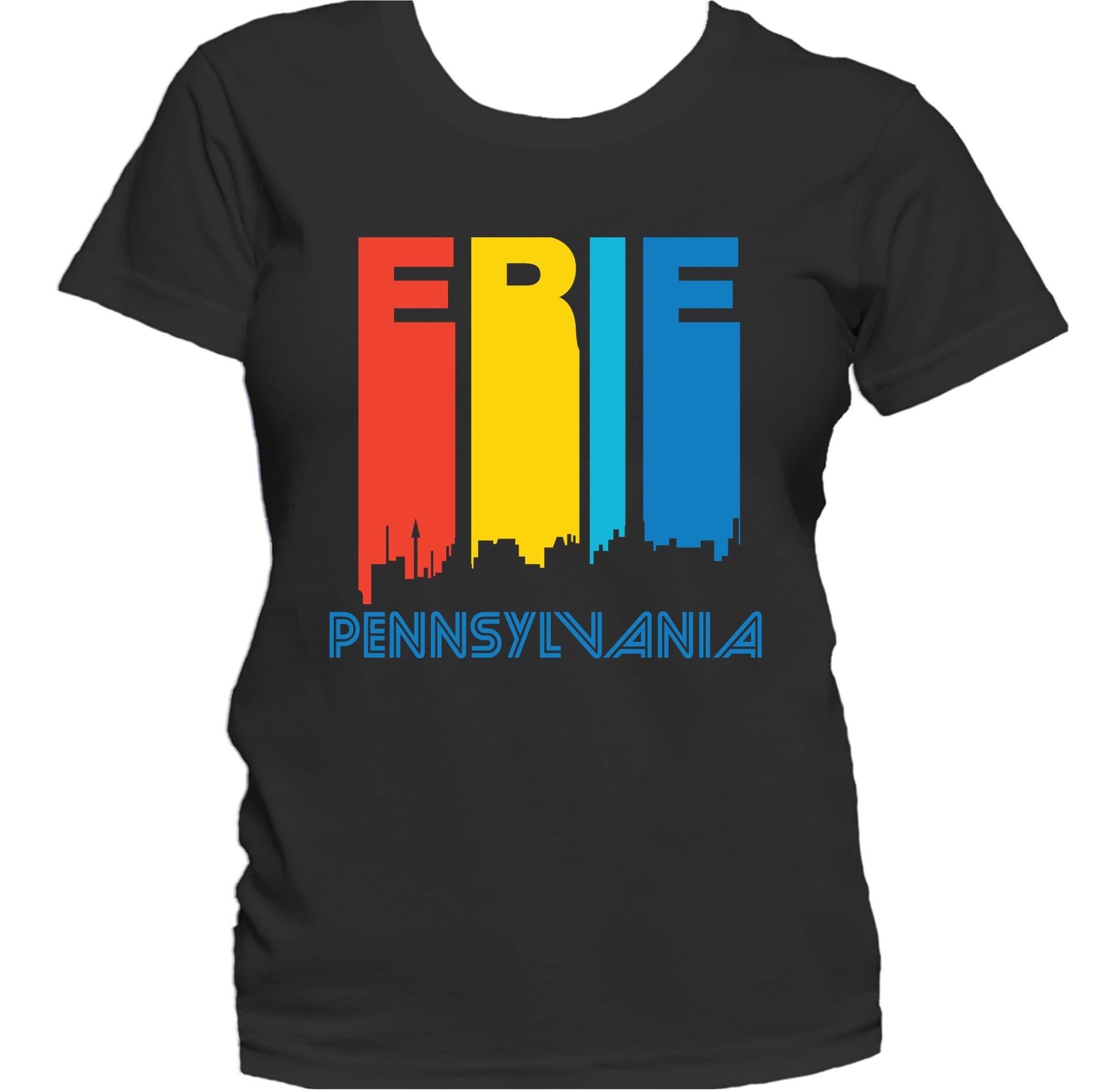Retro 1970's Style Erie Pennsylvania Skyline Women's T-Shirt