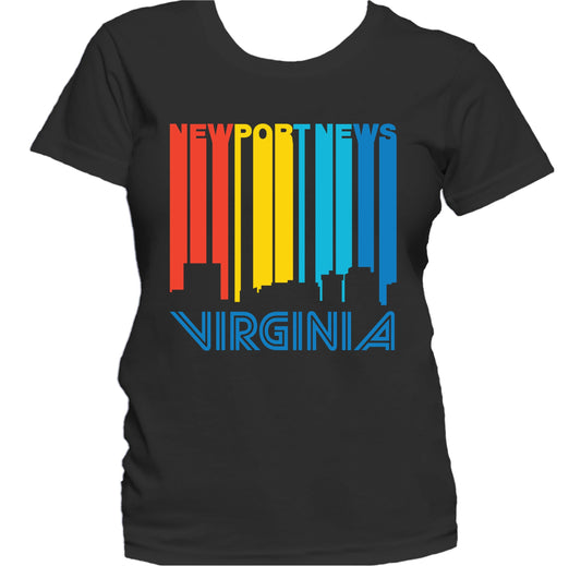 Retro 1970's Style Newport News Virginia Skyline Women's T-Shirt