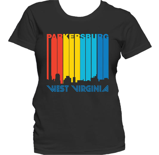 Retro 1970's Style Parkersburg West Virginia Skyline Women's T-Shirt