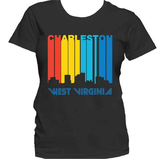 Retro 1970's Style Charleston West Virginia Skyline Women's T-Shirt