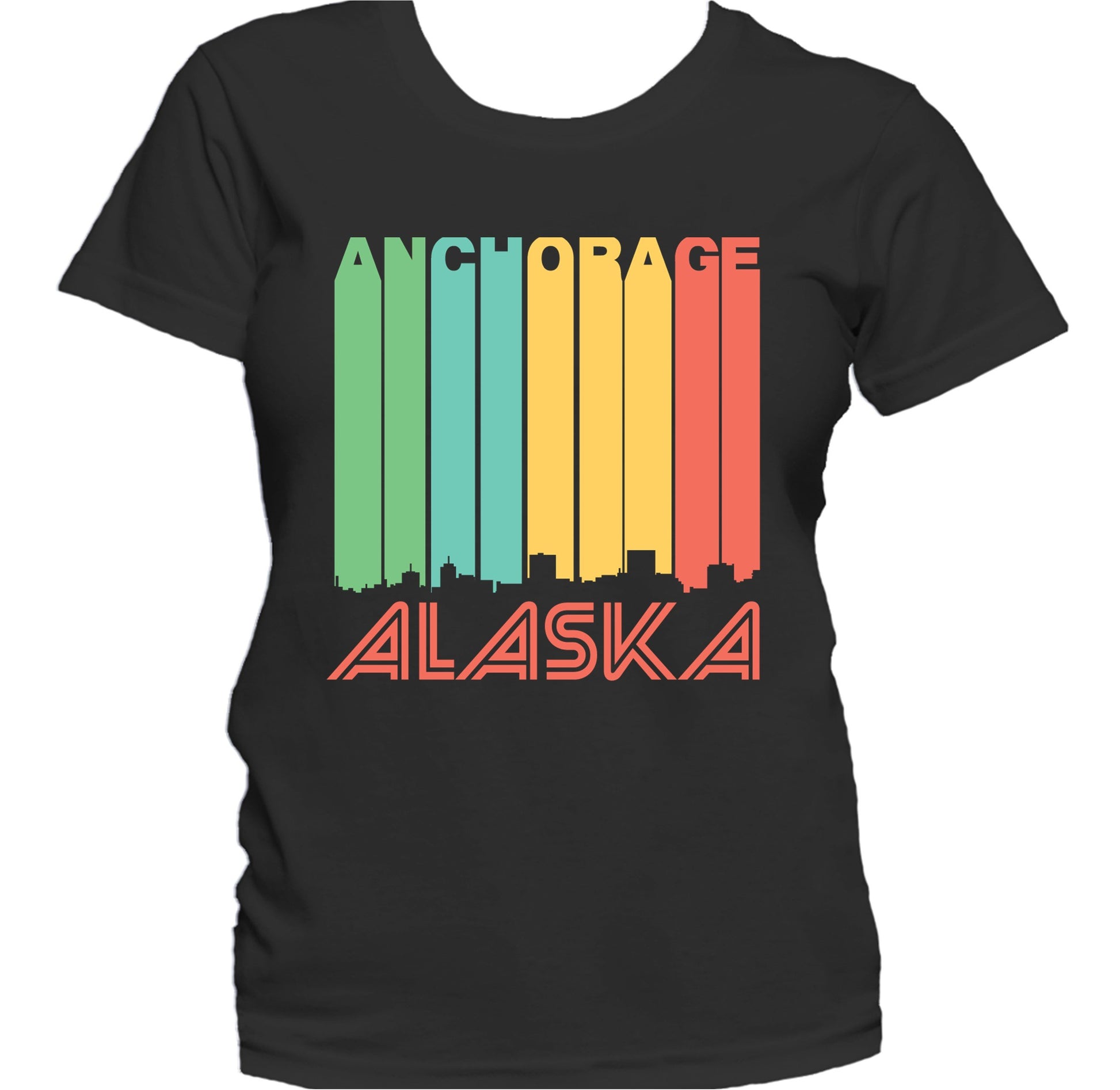 Retro 1970's Style Anchorage Alaska Skyline Women's T-Shirt