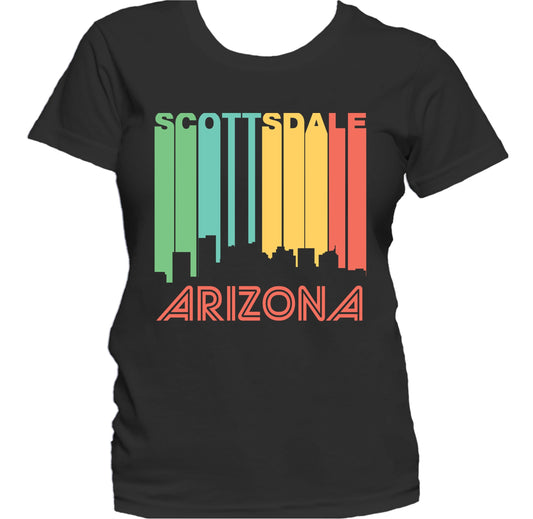 Retro 1970's Style Scottsdale Arizona Skyline Women's T-Shirt