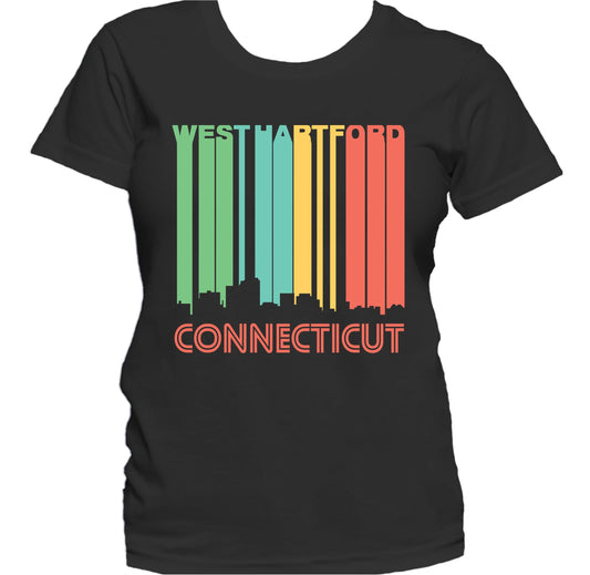 Retro 1970's Style West Hartford Connecticut Skyline Women's T-Shirt