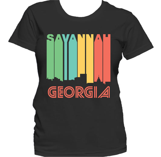Retro 1970's Style Savannah Georgia Skyline Women's T-Shirt