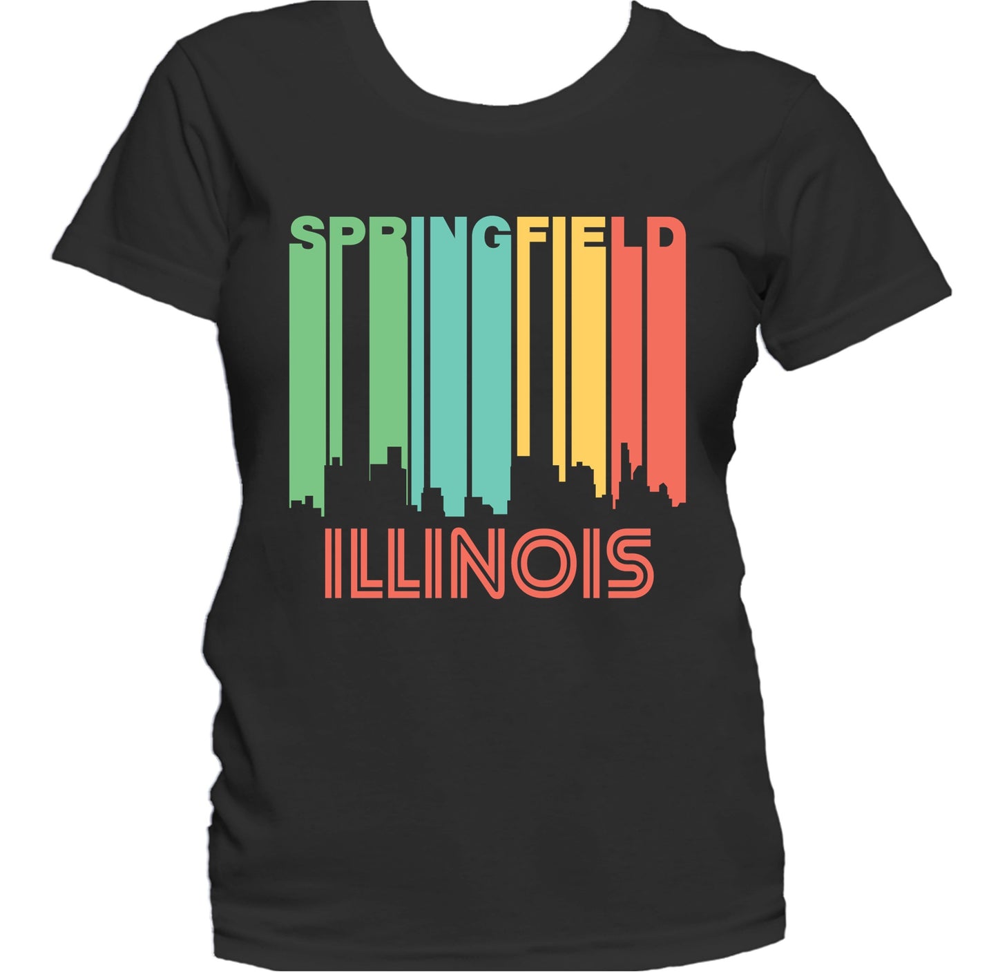 Retro 1970's Style Springfield Illinois Skyline Women's T-Shirt