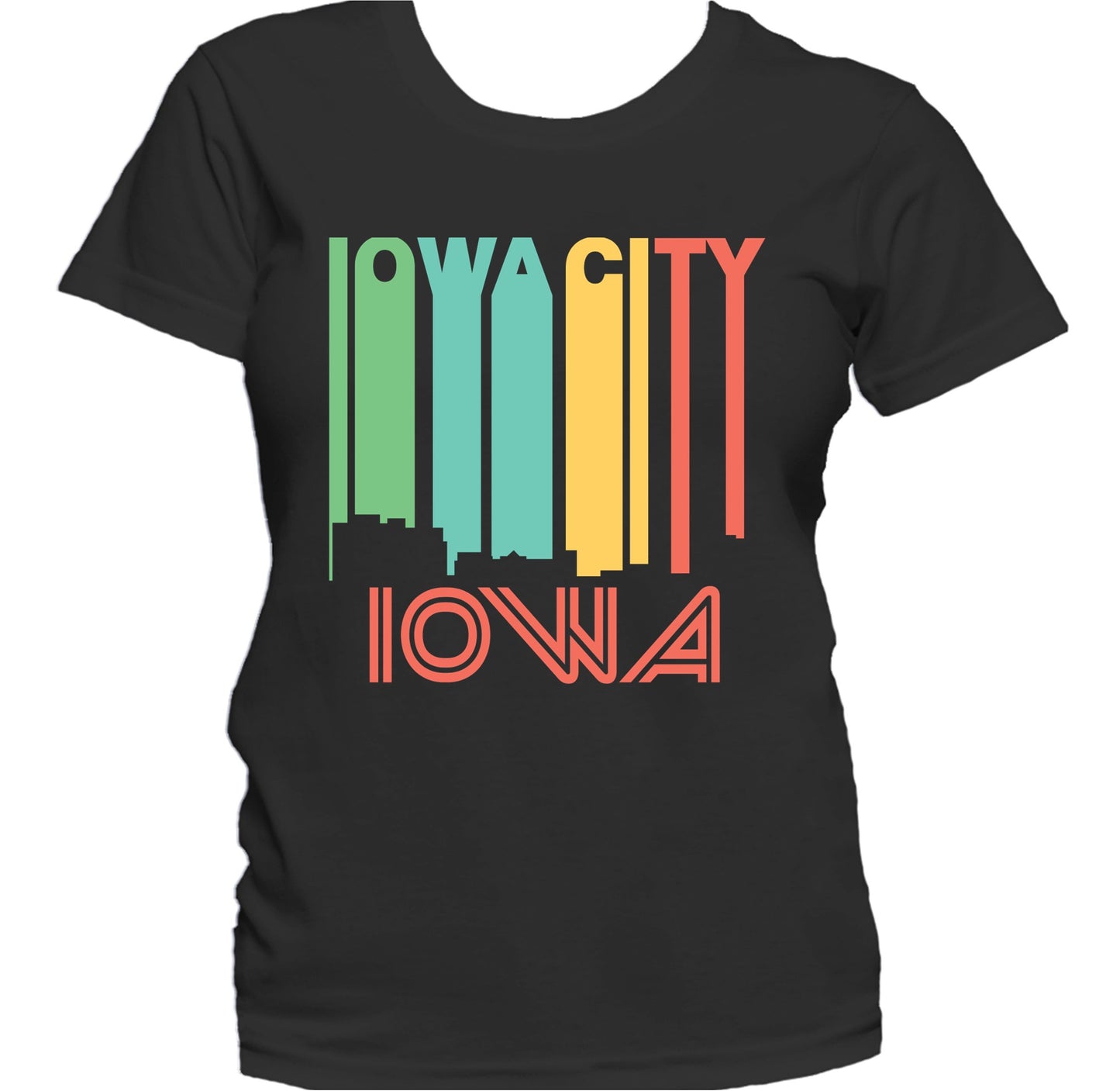 Retro 1970's Style Iowa City Iowa Skyline Women's T-Shirt