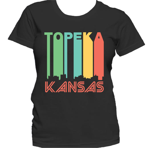 Retro 1970's Style Topeka Kansas Skyline Women's T-Shirt
