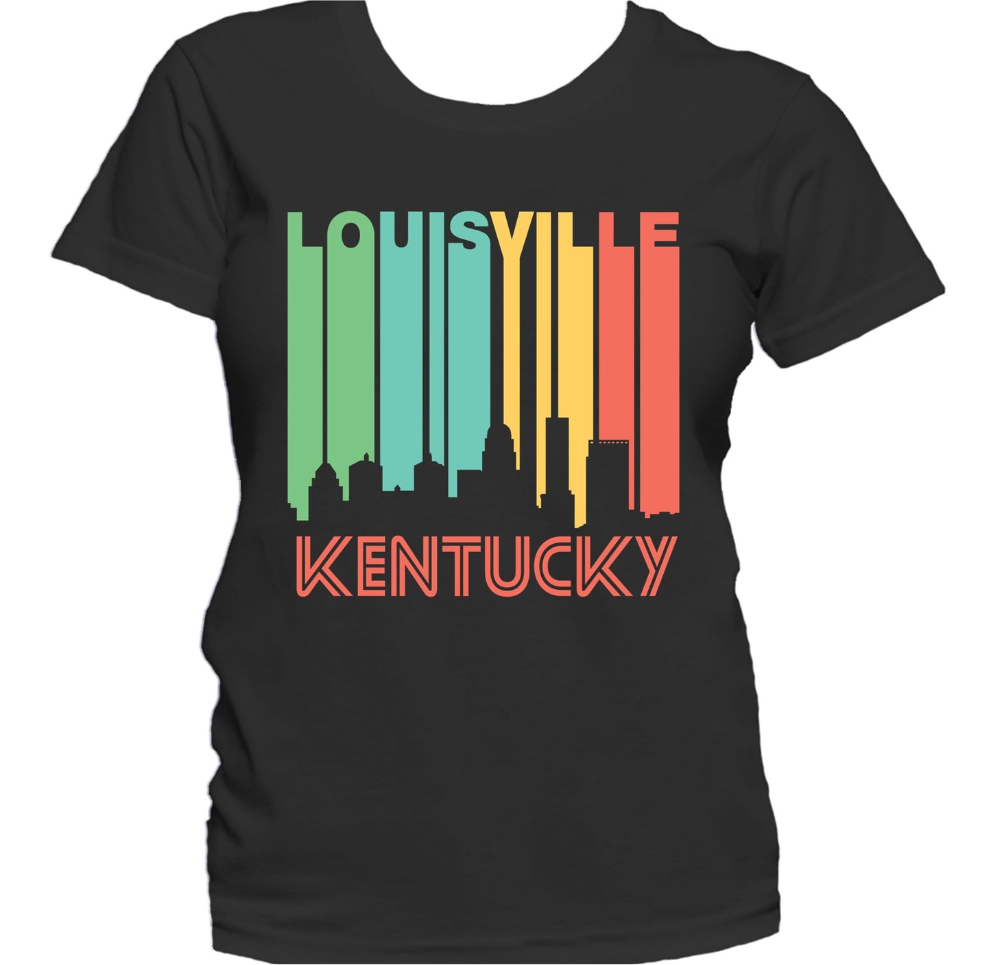 Retro 1970's Style Louisville Kentucky Skyline Women's T-Shirt