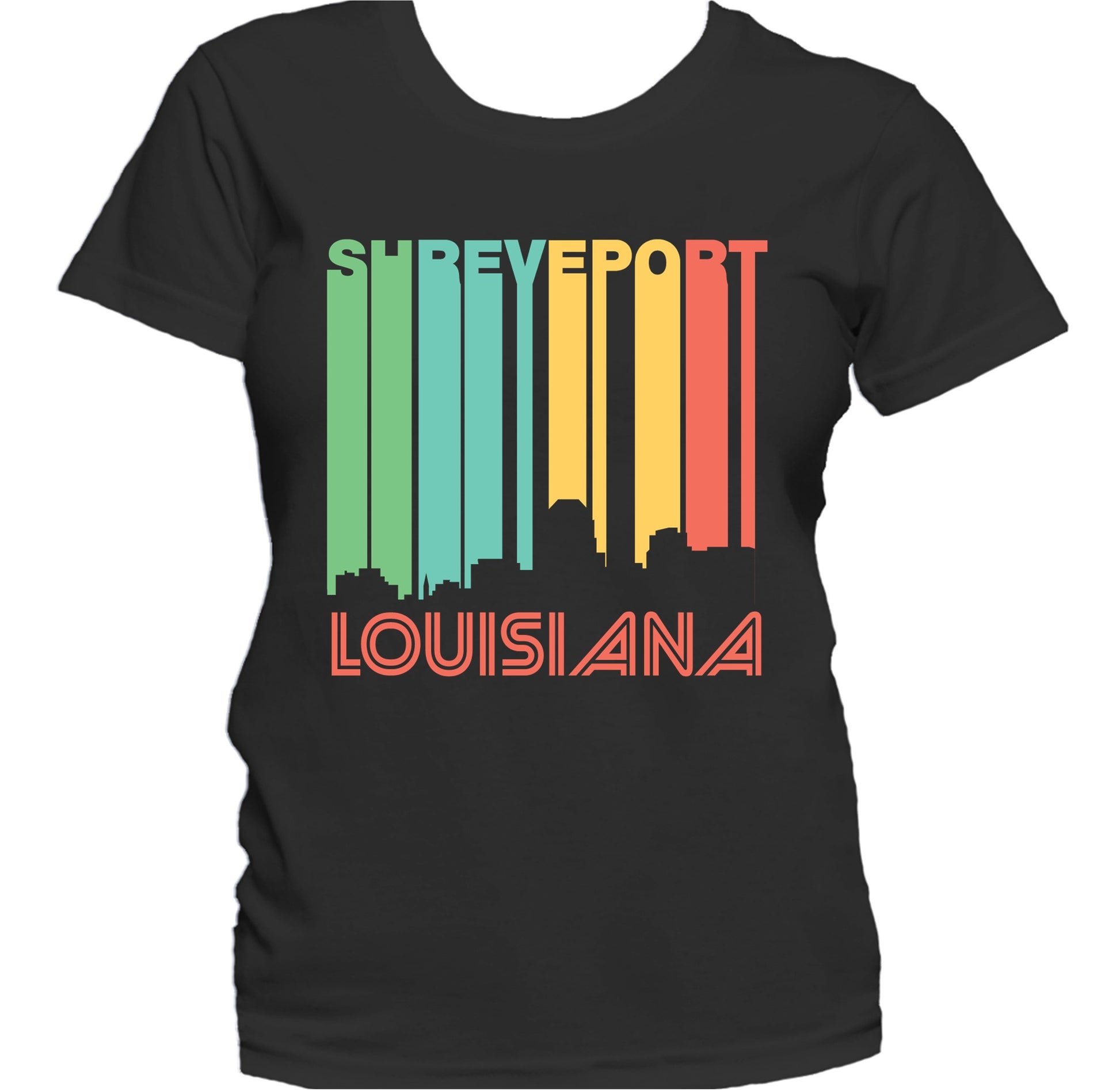 Retro 1970's Style Shreveport Louisiana Skyline Women's T-Shirt