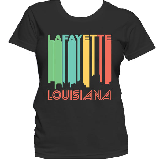 Retro 1970's Style Lafayette Louisiana Skyline Women's T-Shirt