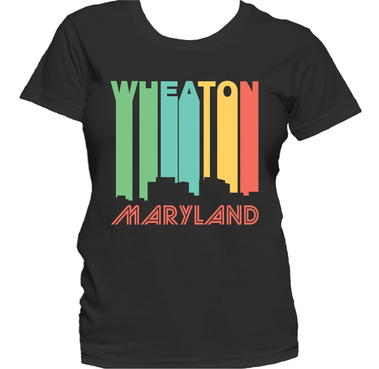 Retro 1970's Style Wheaton Maryland Skyline Women's T-Shirt