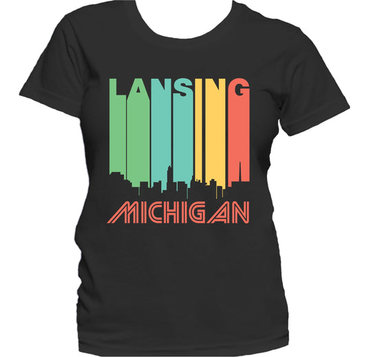 Retro 1970's Style Lansing Michigan Skyline Women's T-Shirt