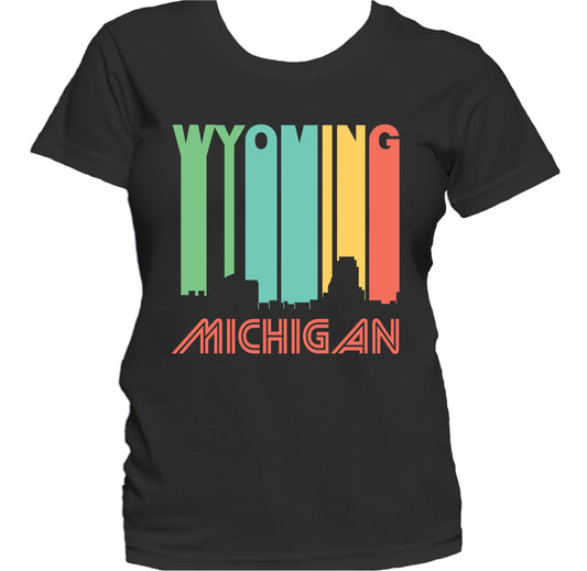 Retro 1970's Style Wyoming Michigan Skyline Women's T-Shirt