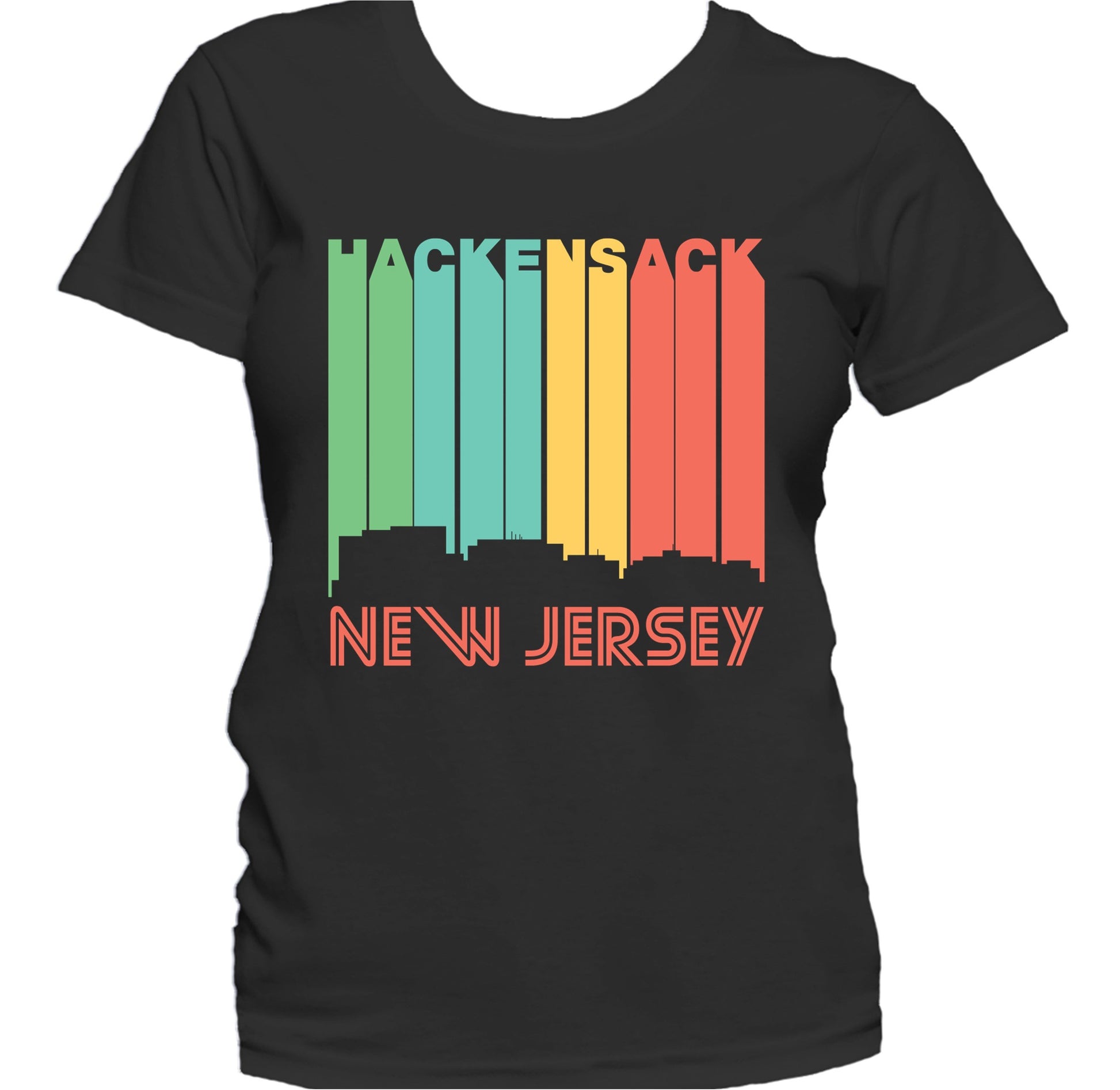 Retro 1970's Style Hackensack New Jersey Skyline Women's T-Shirt