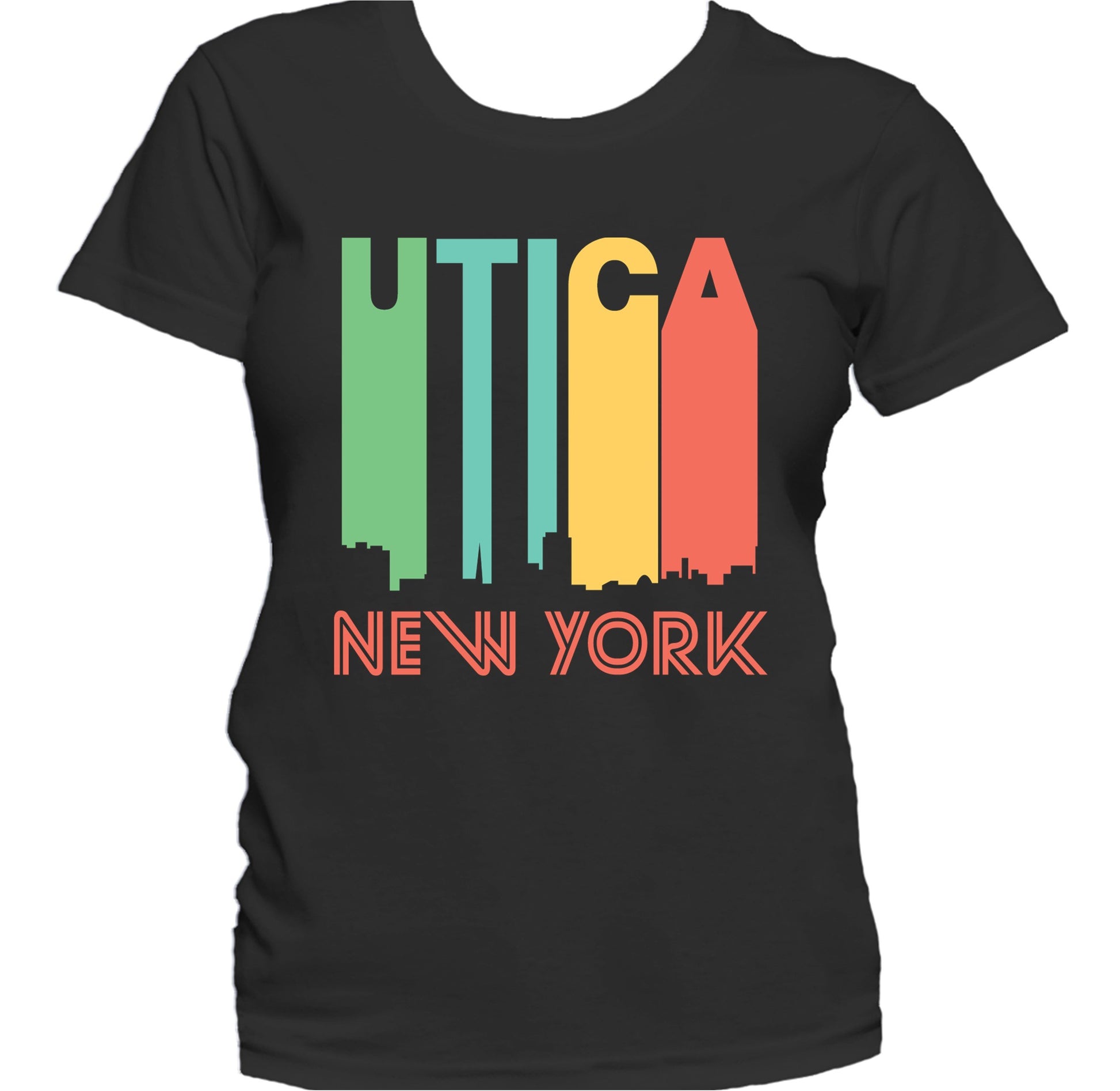 Retro 1970's Style Utica New York Skyline Women's T-Shirt