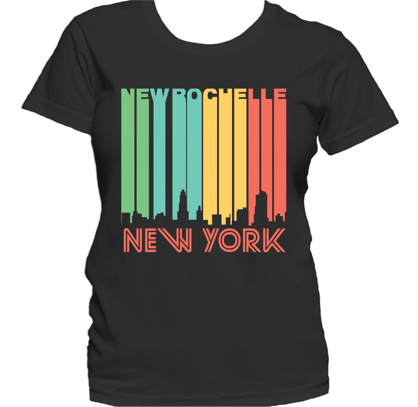 Retro 1970's Style New Rochelle New York Skyline Women's T-Shirt