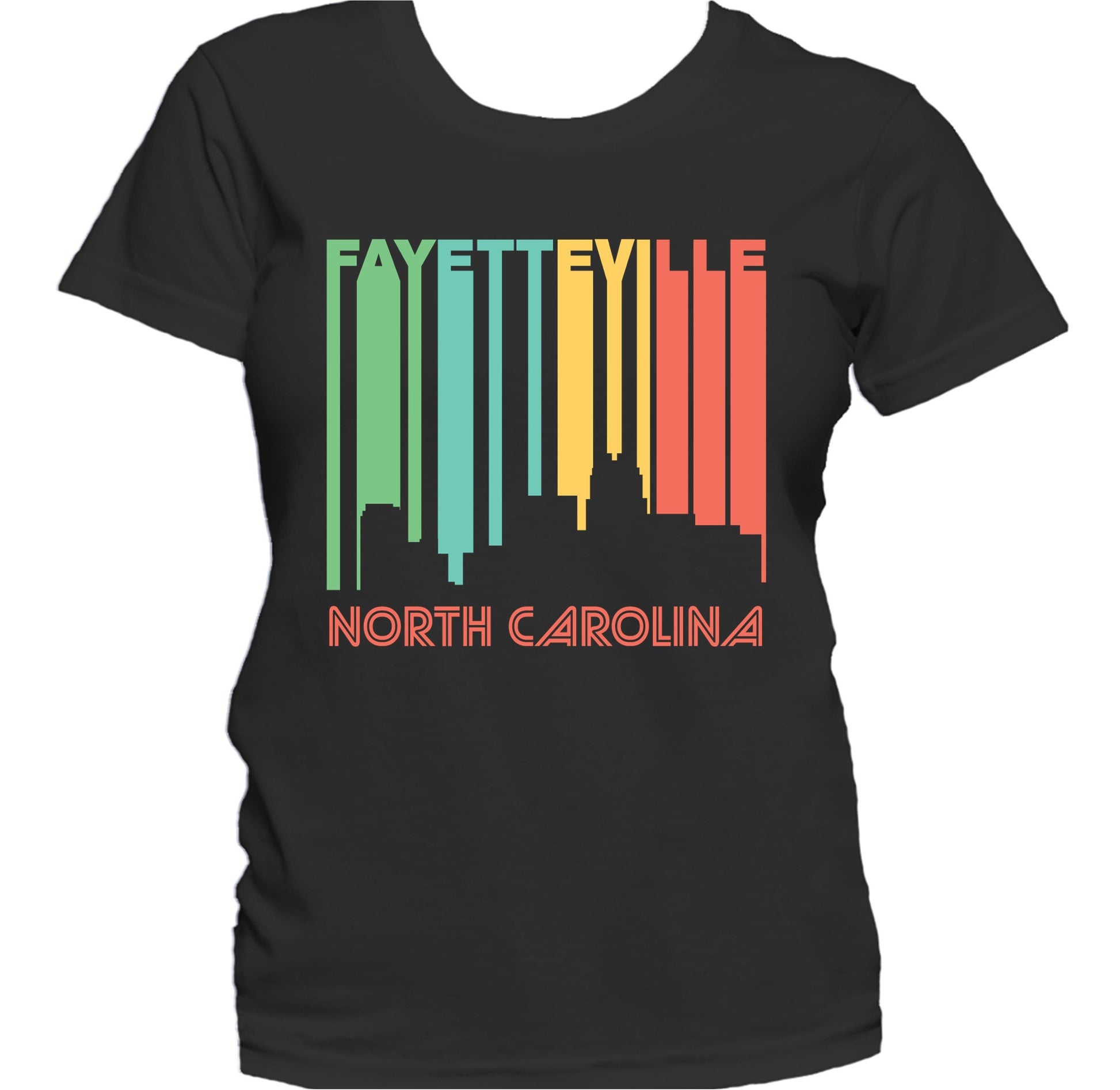 Retro 1970's Style Fayetteville North Carolina Skyline Women's T-Shirt