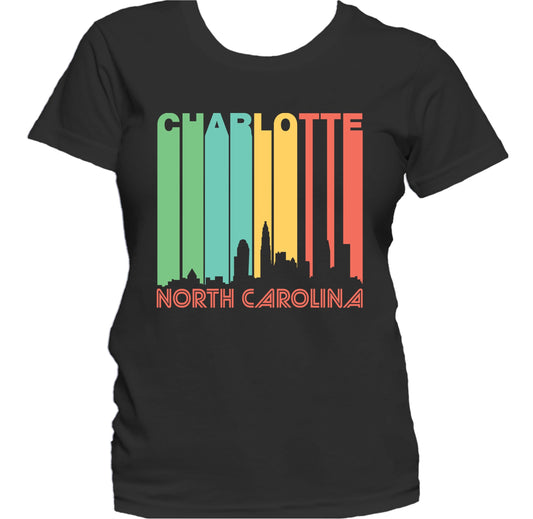 Retro 1970's Style Charlotte North Carolina Skyline Women's T-Shirt