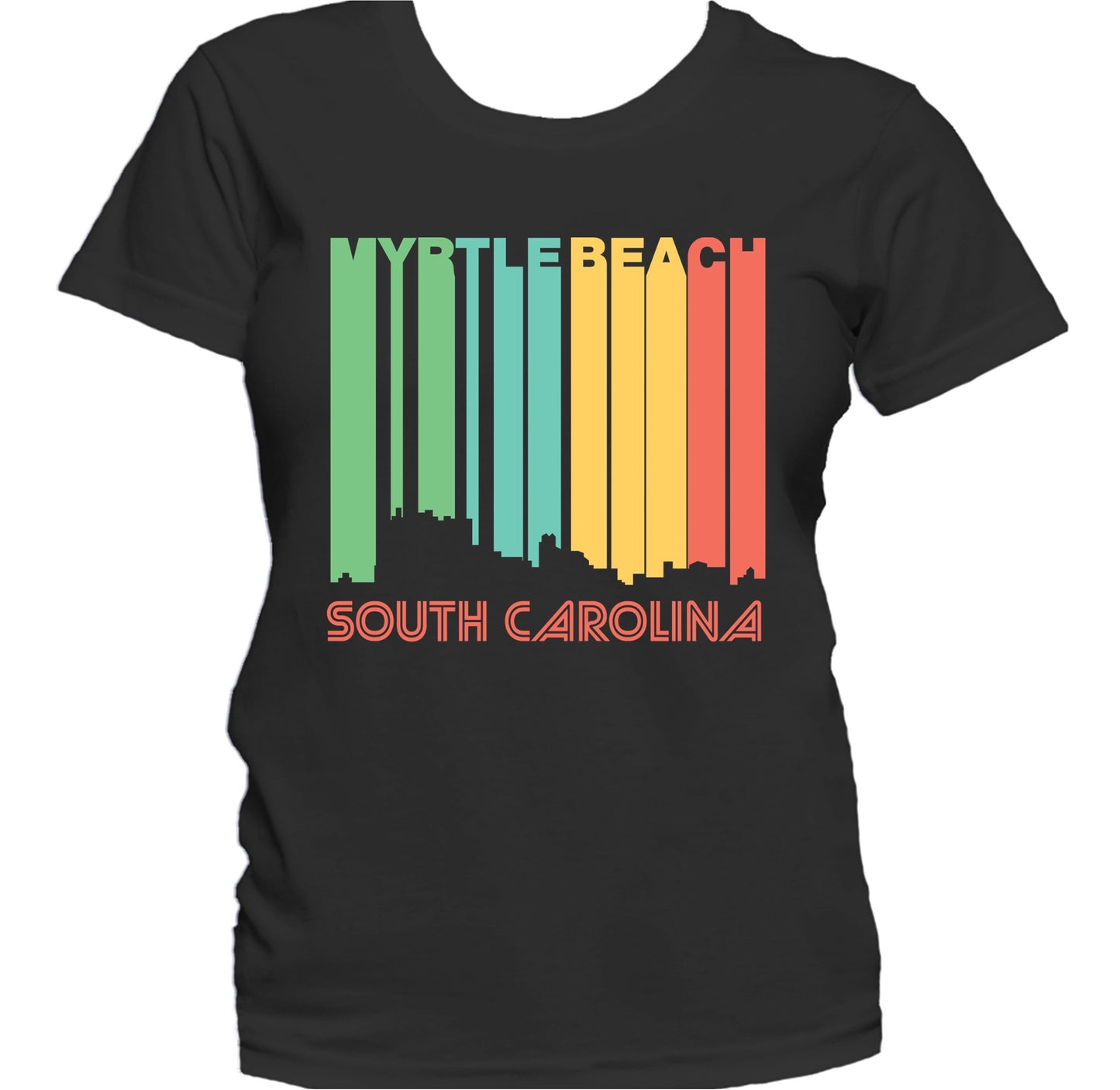 Retro 1970's Style Myrtle Beach South Carolina Skyline Women's T-Shirt