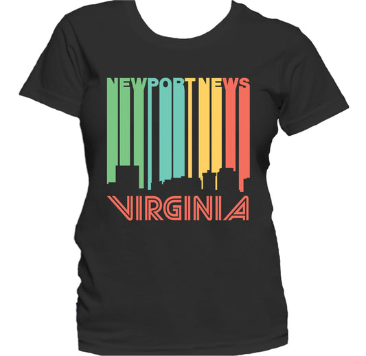 Retro 1970's Style Newport News Virginia Skyline Women's T-Shirt