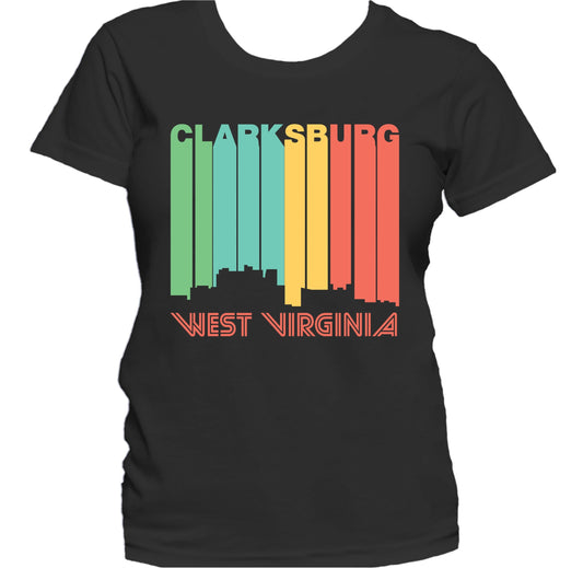 Retro 1970's Style Clarksburg West Virginia Skyline Women's T-Shirt
