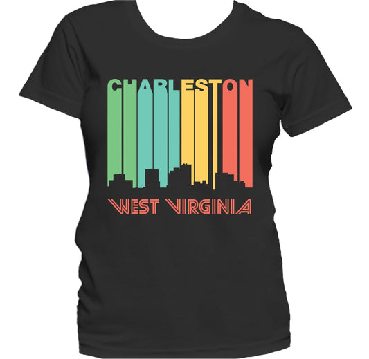 Retro 1970's Style Charleston West Virginia Skyline Women's T-Shirt