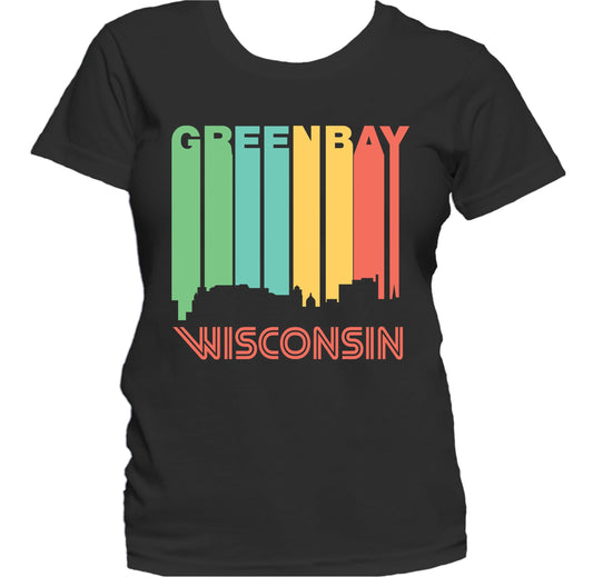 Retro 1970's Style Green Bay Wisconsin Skyline Women's T-Shirt