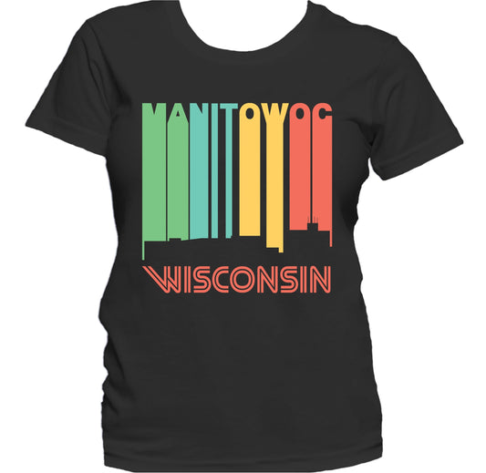 Retro 1970's Style Manitowoc Wisconsin Skyline Women's T-Shirt