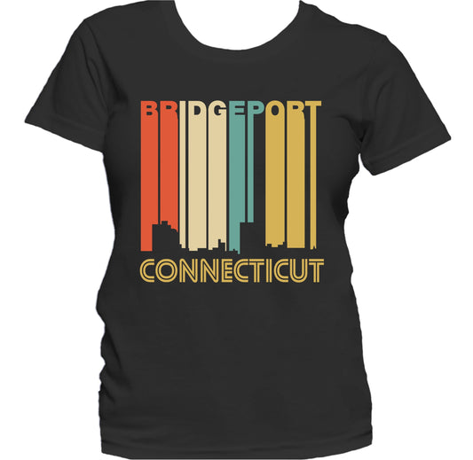 Retro 1970's Style Bridgeport Connecticut Skyline Women's T-Shirt