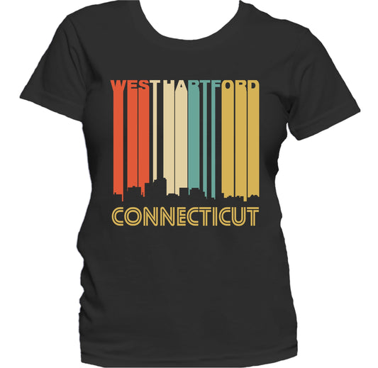 Retro 1970's Style West Hartford Connecticut Skyline Women's T-Shirt