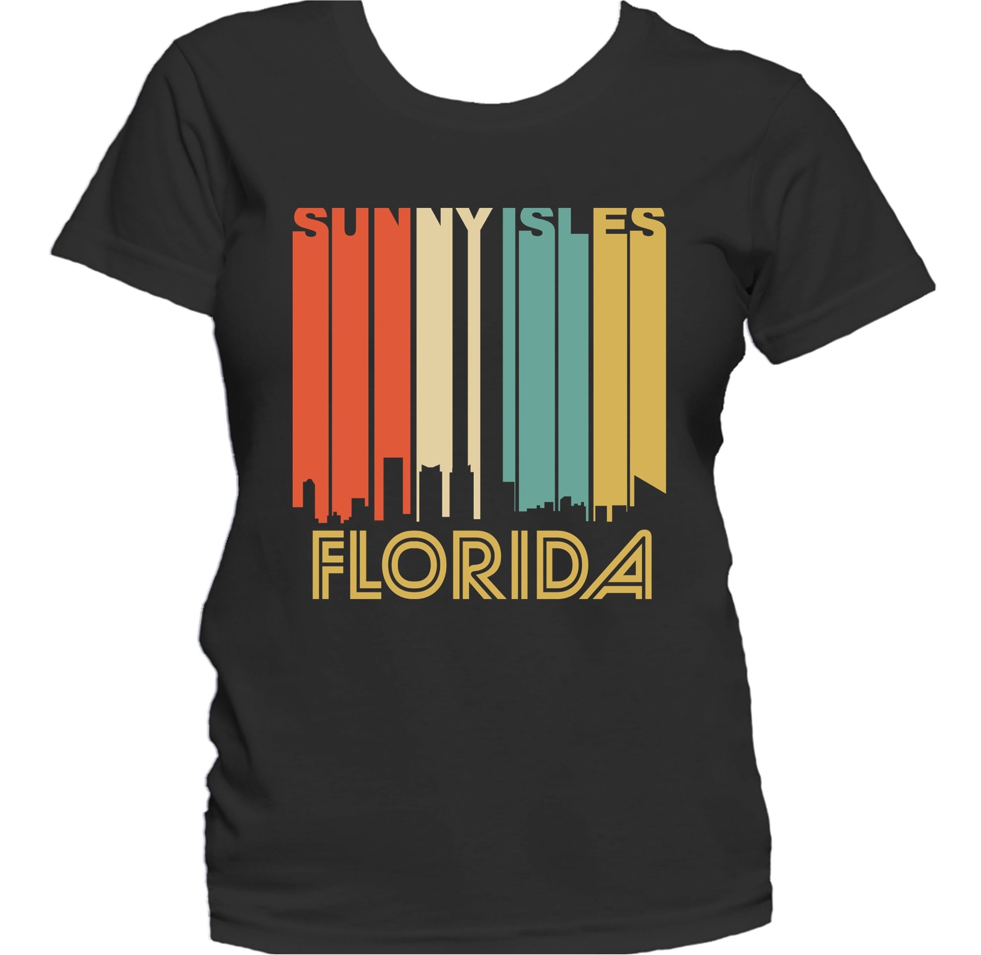 Retro 1970's Style Sunny Isles Beach Florida Skyline Women's T-Shirt