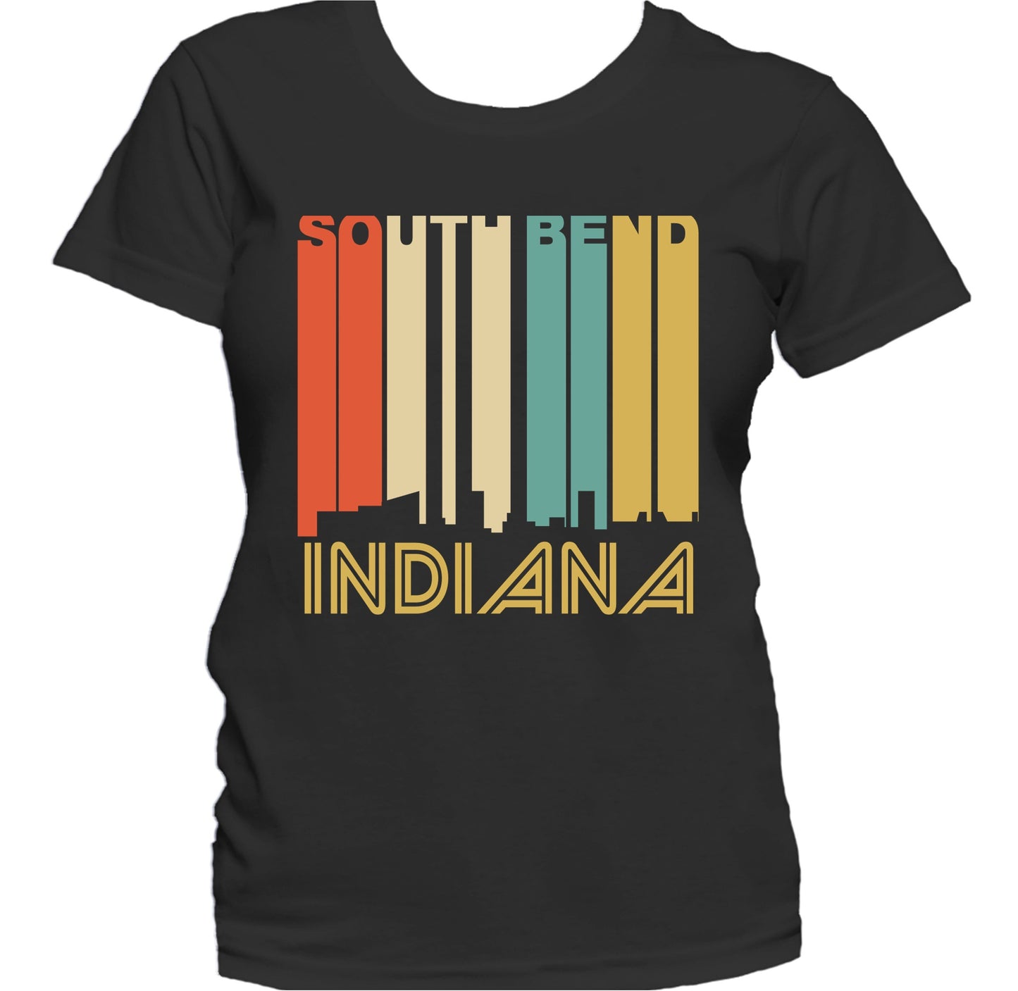 Retro 1970's Style South Bend Indiana Skyline Women's T-Shirt