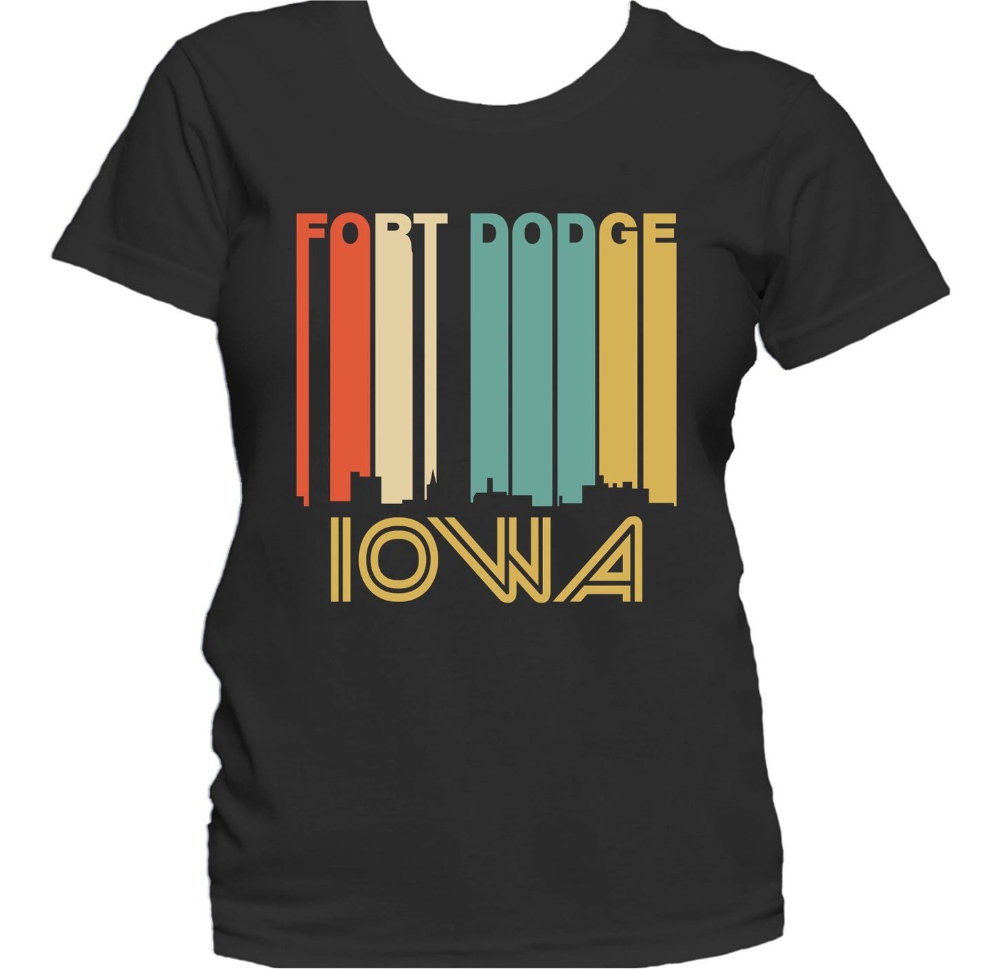 Retro 1970's Style Fort Dodge Iowa Skyline Women's T-Shirt