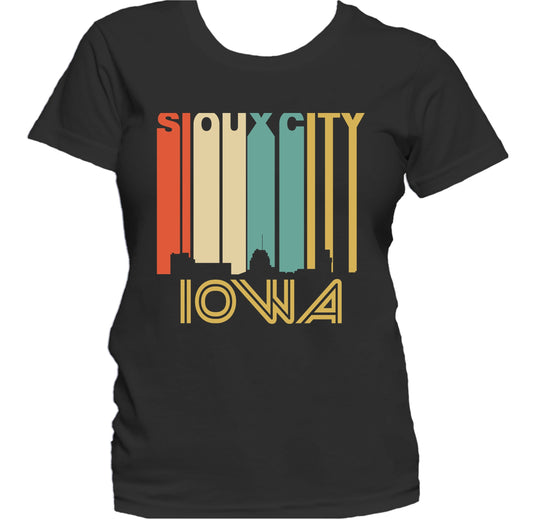 Retro 1970's Style Sioux City Iowa Skyline Women's T-Shirt