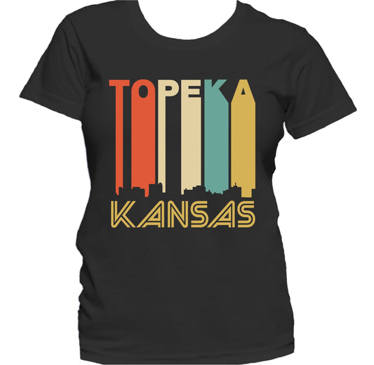 Retro 1970's Style Topeka Kansas Skyline Women's T-Shirt