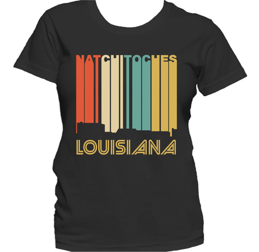 Retro 1970's Style Natchitoches Louisiana Skyline Women's T-Shirt