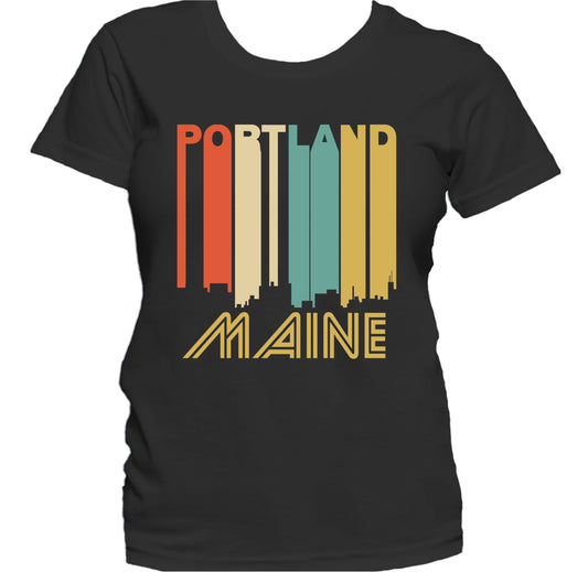 Retro 1970's Style Portland Maine Skyline Women's T-Shirt