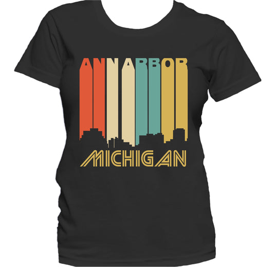 Retro 1970's Style Ann Arbor Michigan Skyline Women's T-Shirt