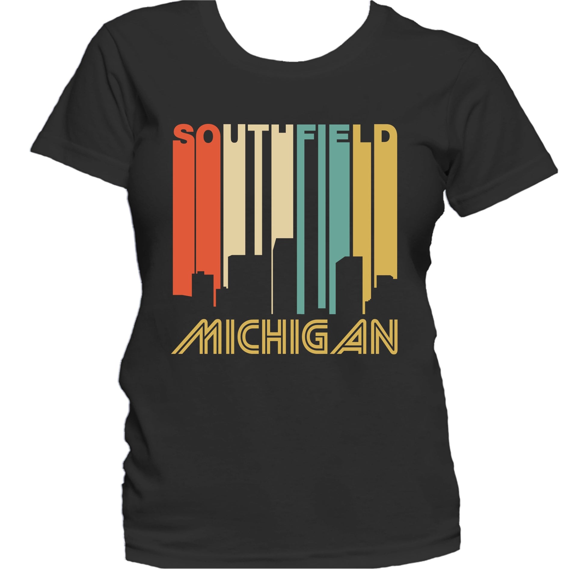 Retro 1970's Style Southfield Michigan Skyline Women's T-Shirt